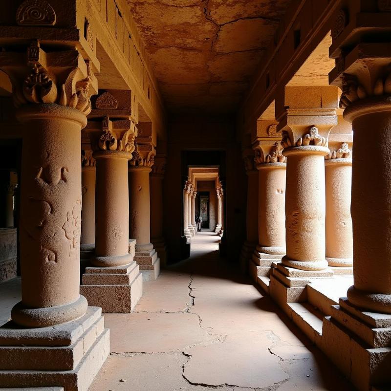 Intricate carvings inside the Badami Cave Temples