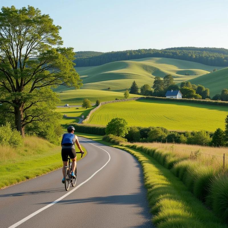 Cycling through picturesque Danish countryside