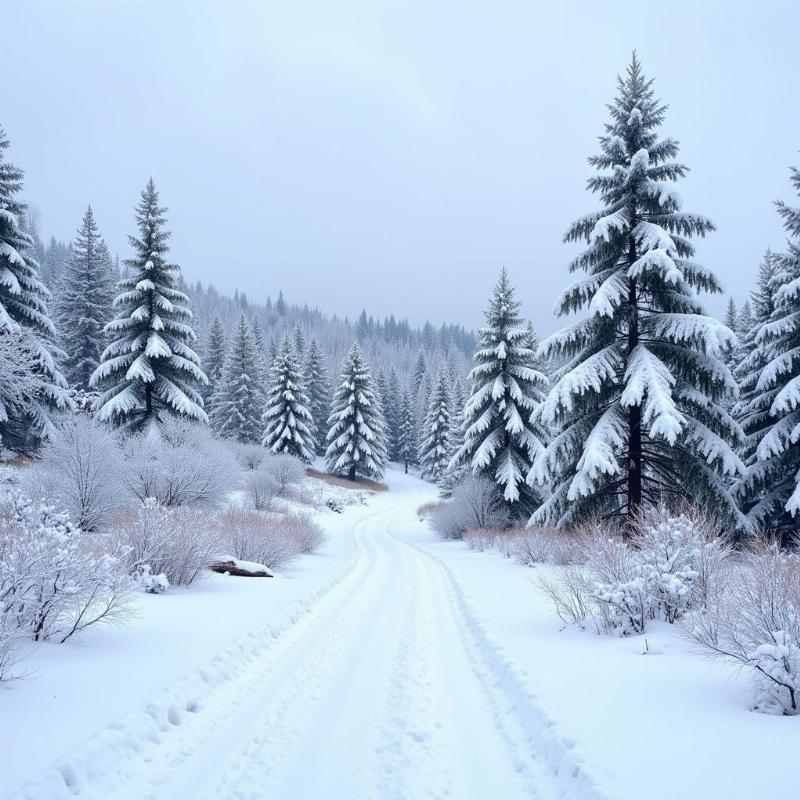 Daringbadi hill station covered in a blanket of snow during winter