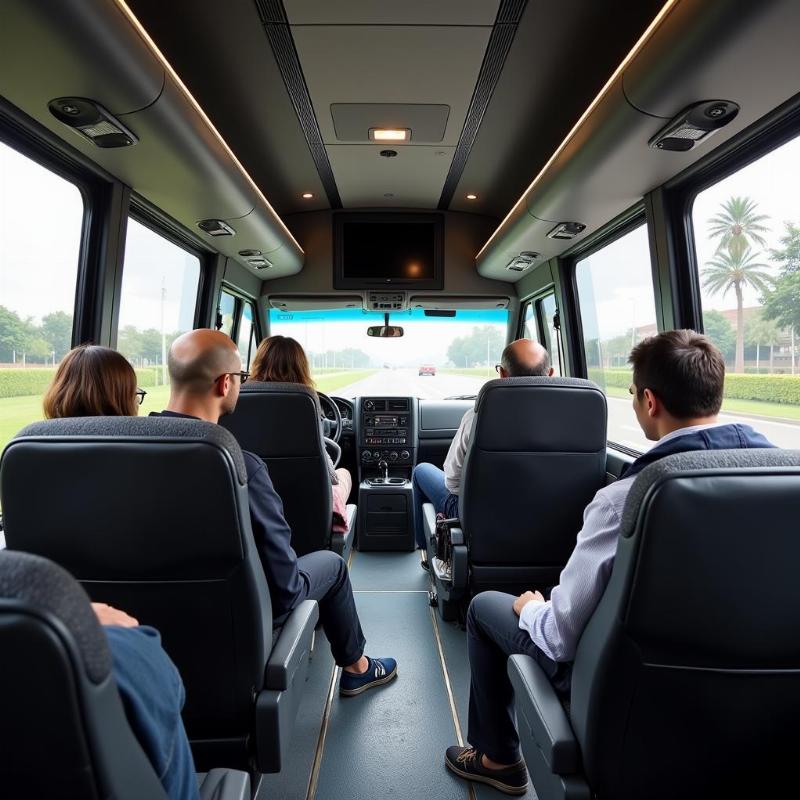 Comfortable bus interior of Dhana Travels