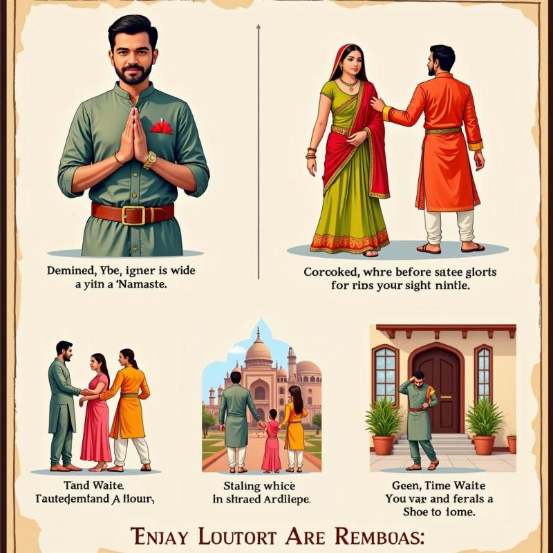 Examples of Indian cultural etiquette for travelers, including greetings, dress code, and temple visits.