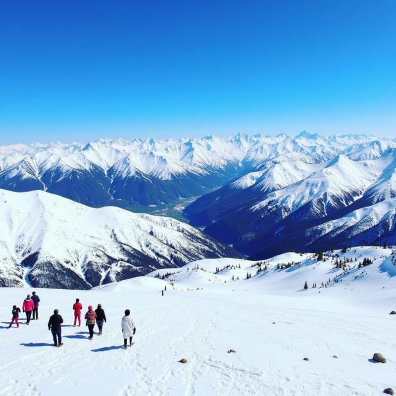 Breathtaking view from the Gulmarg Gondola ride, showcasing snow-capped Himalayan peaks in Kashmir.