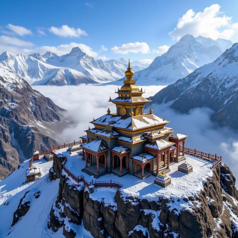 Kedarnath temple view from a helicopter