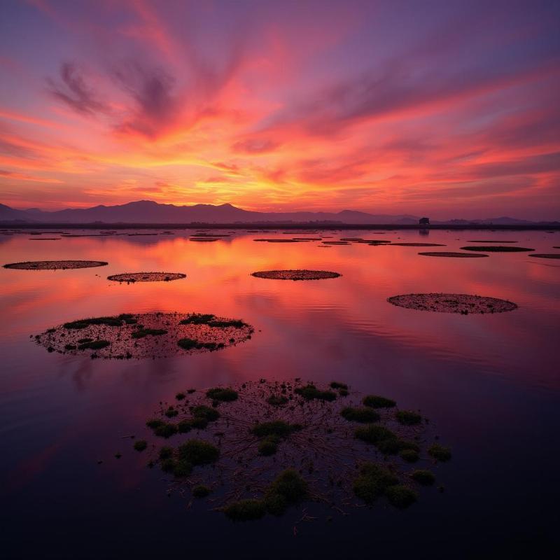 Loktak Lake Phumdis at Sunrise