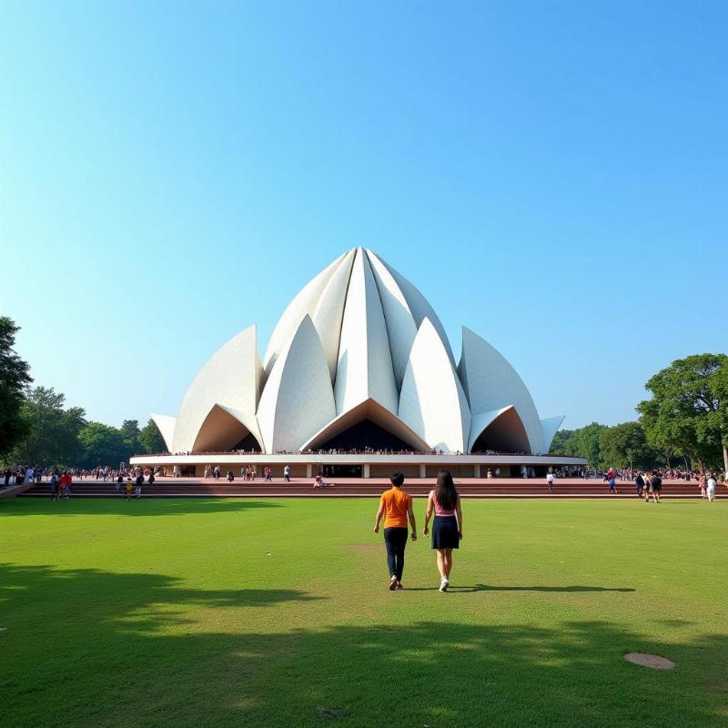 Lotus Temple Delhi on a sunny day