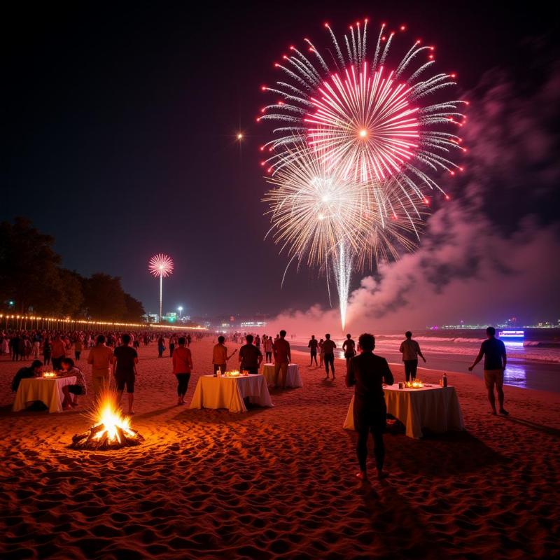 New Year's Eve celebration on a Goa beach