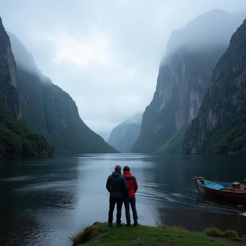 Rainy weather in Fiordland National Park