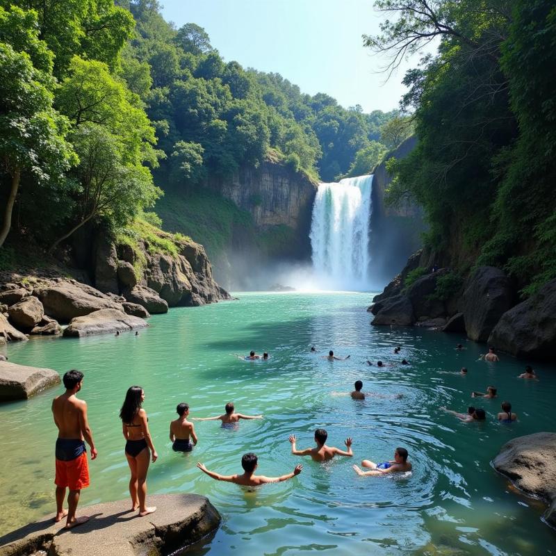 Swimming at the Base of Dudhsagar Falls