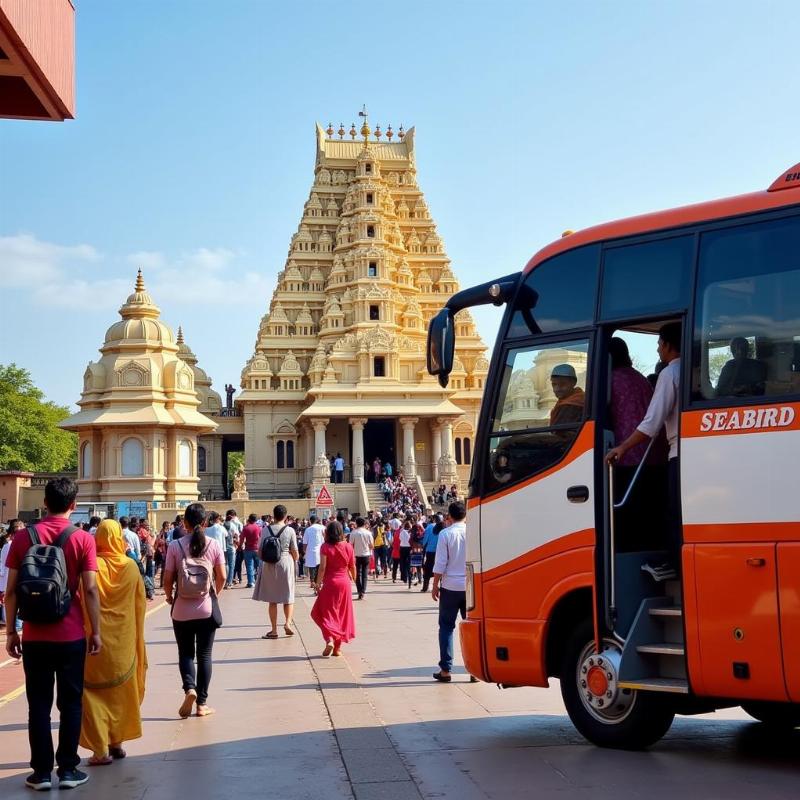 View of the Tirupati Balaji Temple from a Seabird Travels bus