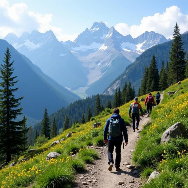 Trekking through the Himalayan trails near Bir Billing