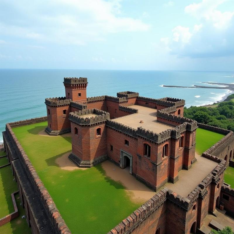 Vengurla fort panoramic view overlooking Arabian Sea