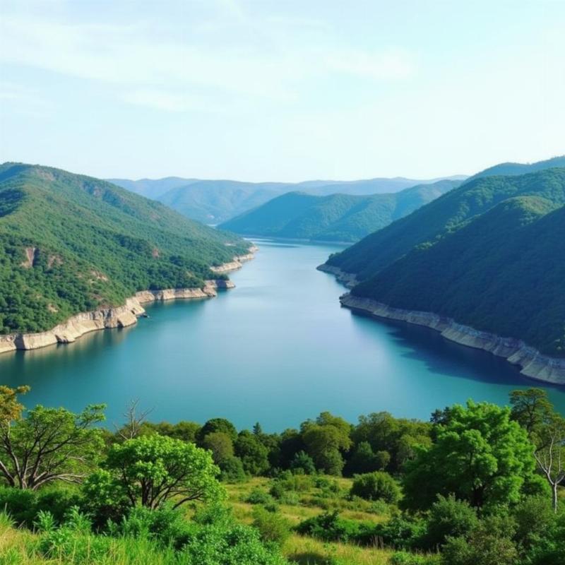 Waldhuni Dam: A panoramic view of the dam and its surrounding hills.